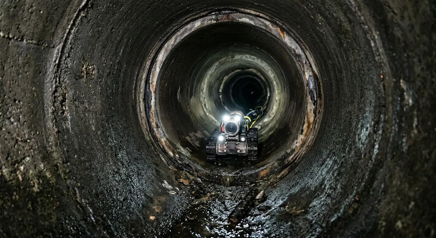 Robotic sewer camera inspecting pipe interior for Sewer Line Repair in Washington